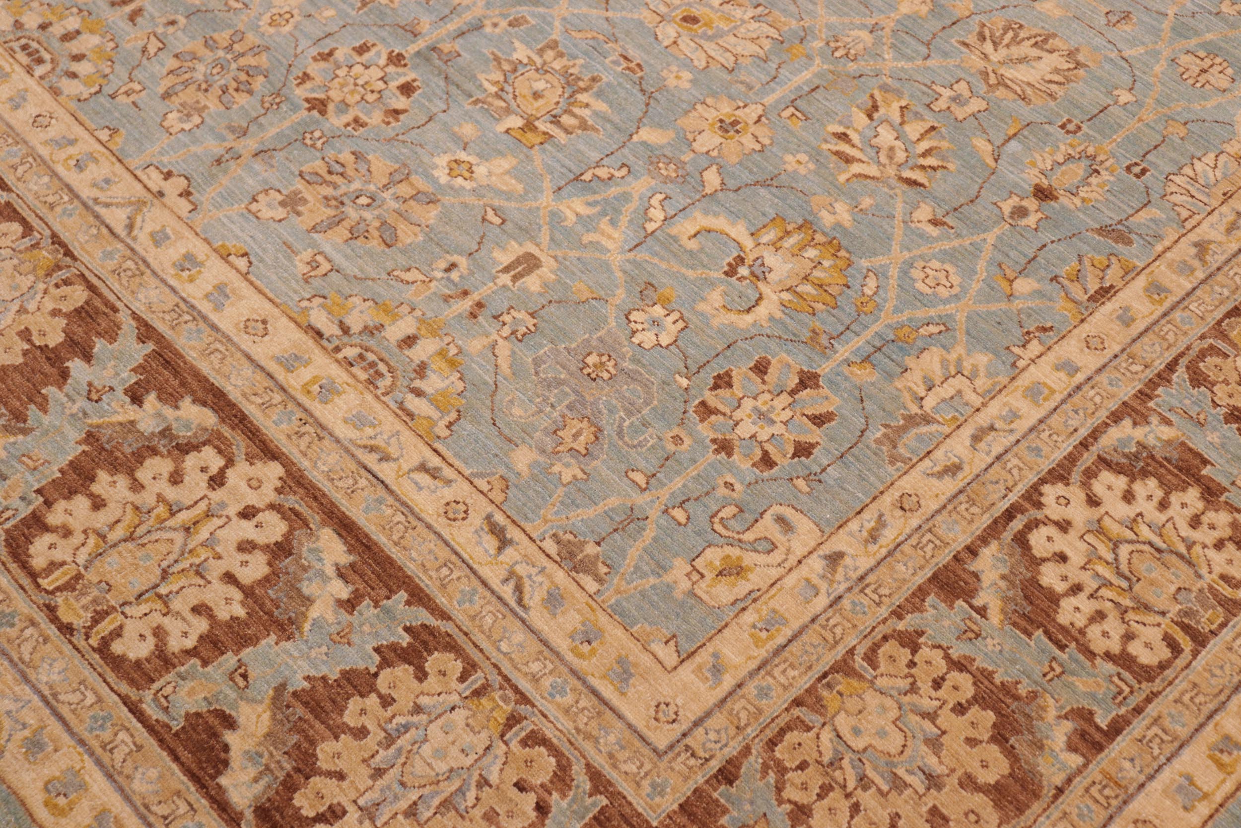 handmade Transitional Kafkaz Lt. Blue Lt. Brown Hand Knotted RECTANGLE 100% WOOL area rug 8' x 10'