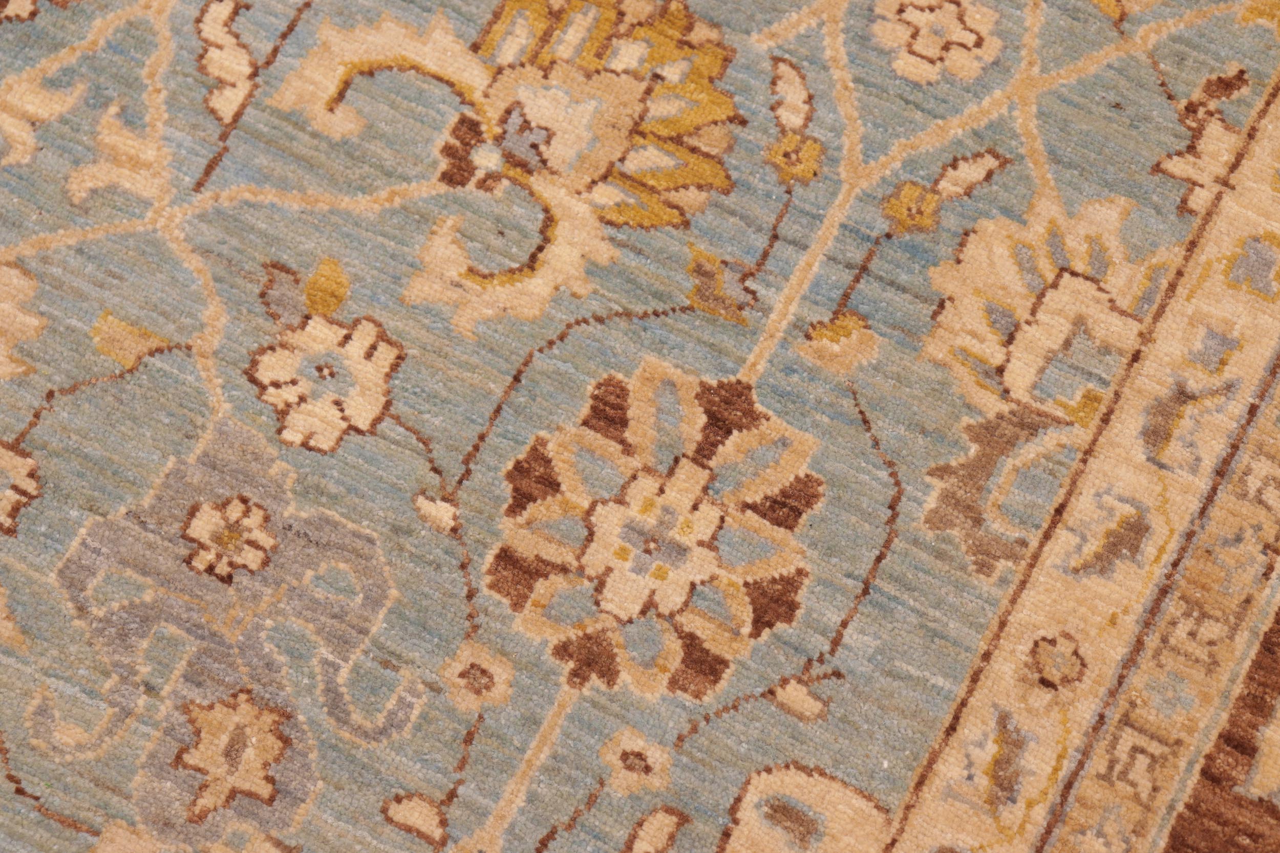 handmade Transitional Kafkaz Lt. Blue Lt. Brown Hand Knotted RECTANGLE 100% WOOL area rug 8' x 10'