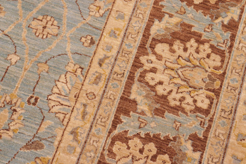 handmade Transitional Kafkaz Lt. Blue Lt. Brown Hand Knotted RECTANGLE 100% WOOL area rug 8' x 10'