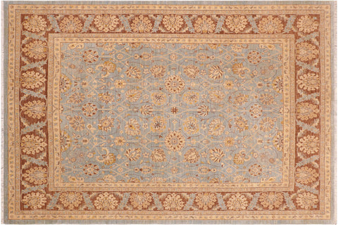 handmade Transitional Kafkaz Lt. Blue Lt. Brown Hand Knotted RECTANGLE 100% WOOL area rug 8' x 10'