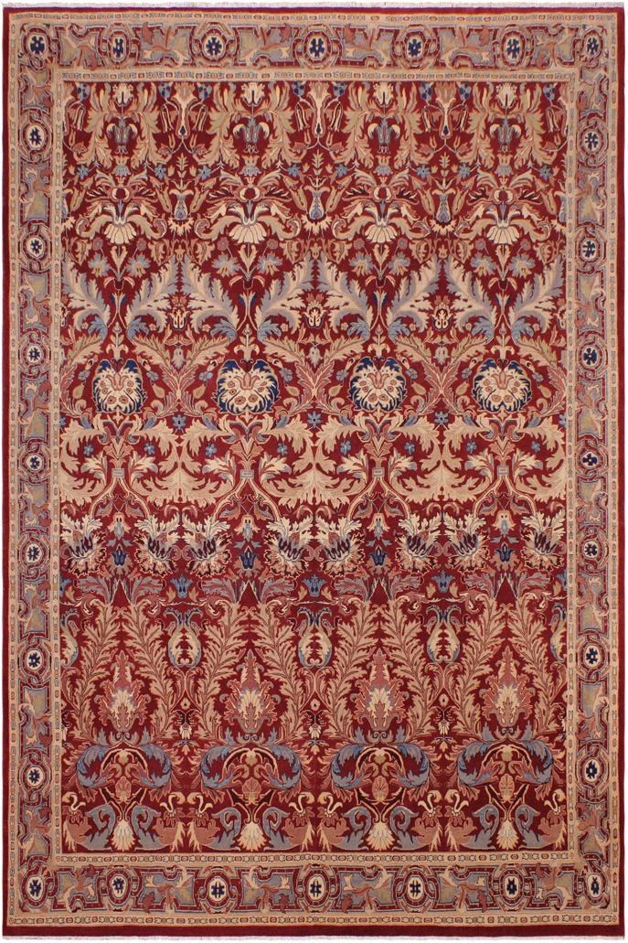 handmade Traditional Lahore Red Red Hand Knotted RECTANGLE 100% WOOL area rug 9'X12'
