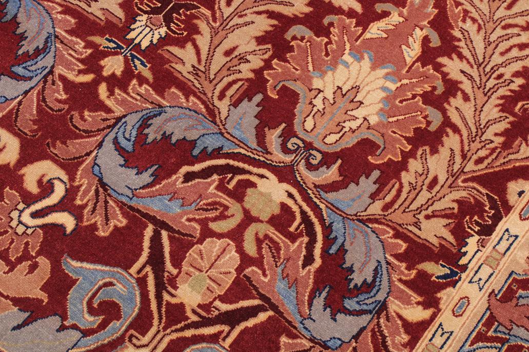 handmade Traditional Lahore Red Red Hand Knotted RECTANGLE 100% WOOL area rug 9'X12'