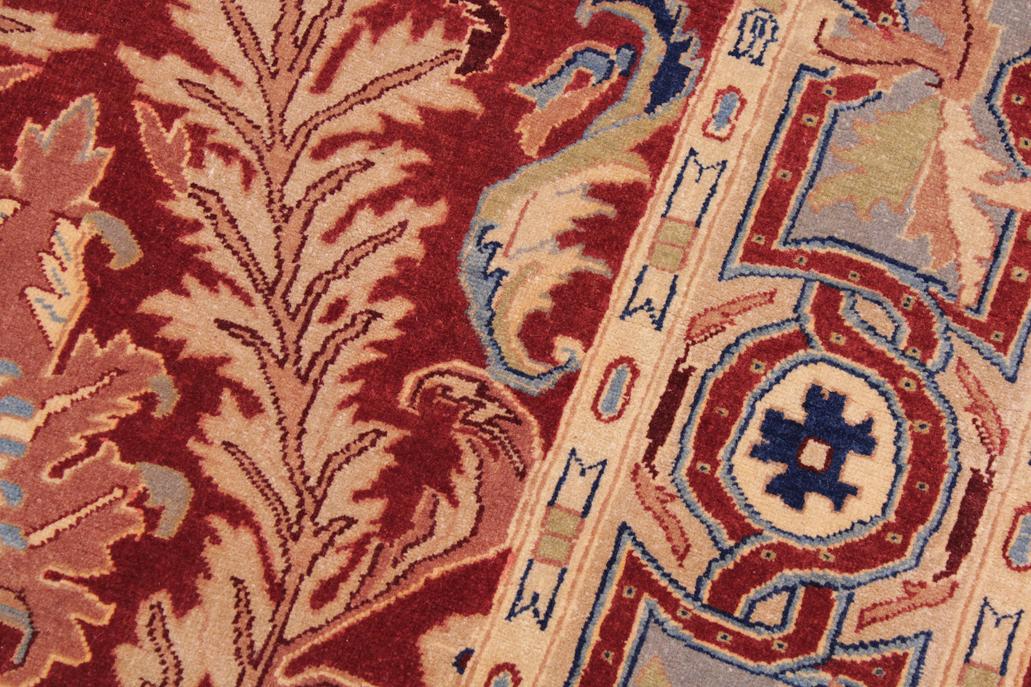 handmade Traditional Lahore Red Red Hand Knotted RECTANGLE 100% WOOL area rug 9'X12'