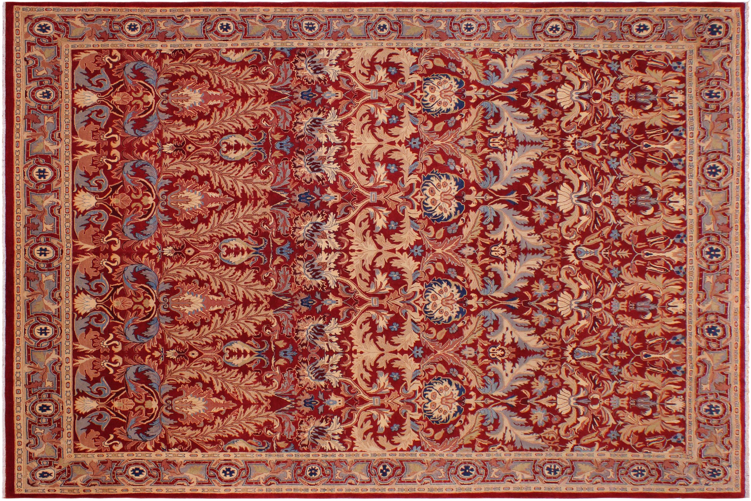 handmade Traditional Lahore Red Red Hand Knotted RECTANGLE 100% WOOL area rug 9' x 12'