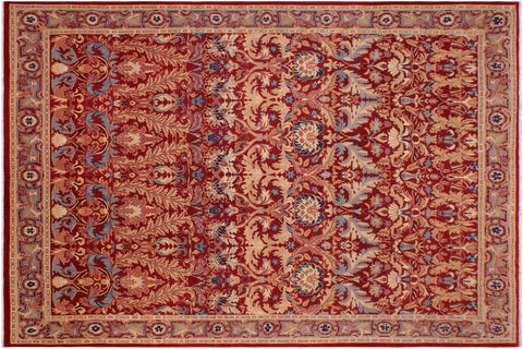 handmade Traditional Lahore Red Red Hand Knotted RECTANGLE 100% WOOL area rug 9' x 12'
