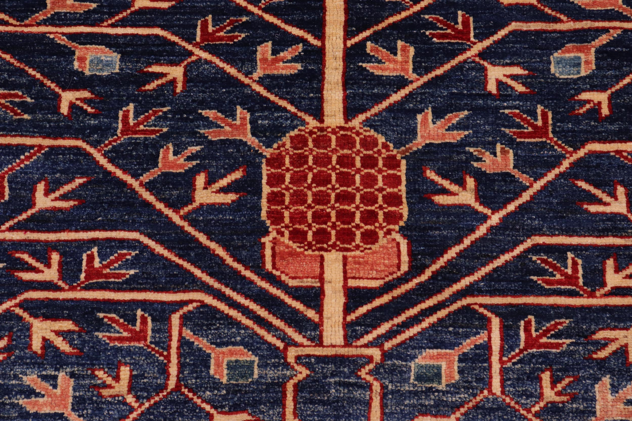 handmade Geometric Super Kazak Blue Red Hand Knotted RECTANGLE 100% WOOL area rug 7' x 8'