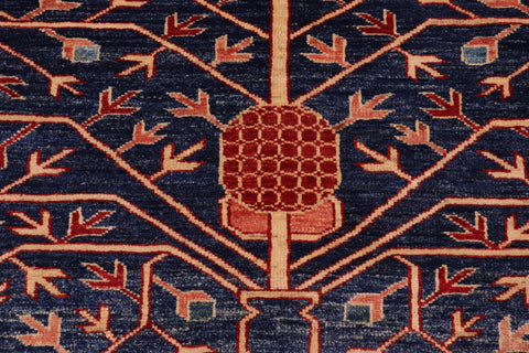 handmade Geometric Super Kazak Blue Red Hand Knotted RECTANGLE 100% WOOL area rug 7' x 8'