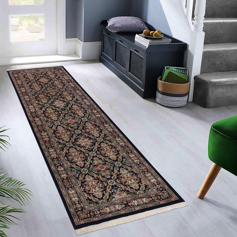 handmade Traditional Tabriz Black Pink Hand Knotted RUNNER 100% WOOL area rug 3' x 9'