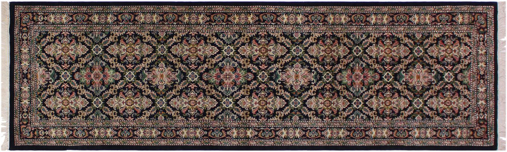 handmade Traditional Tabriz Black Pink Hand Knotted RUNNER 100% WOOL area rug 3x9