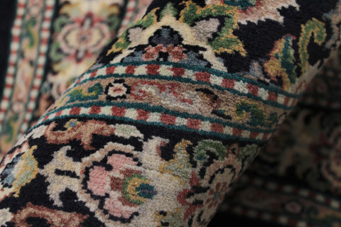 handmade Traditional Tabriz Black Pink Hand Knotted RUNNER 100% WOOL area rug 3' x 9'