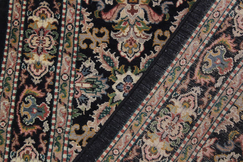 handmade Traditional Tabriz Black Pink Hand Knotted RUNNER 100% WOOL area rug 3' x 9'