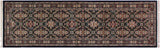 Tabriz Heritage Elidia Black/Pink Wool Runner - 2'7'' x 8'7''
