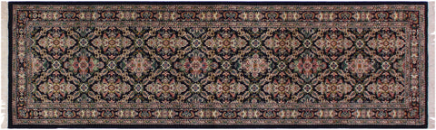 handmade Traditional Tabriz Black Pink Hand Knotted RUNNER 100% WOOL area rug 3' x 9'