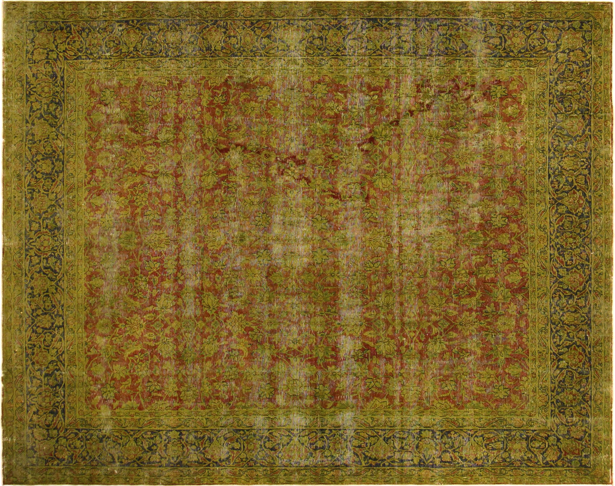 handmade Modern Vintage Rust Blue Hand Knotted RECTANGLE 100% WOOL area rug 10' x 13'