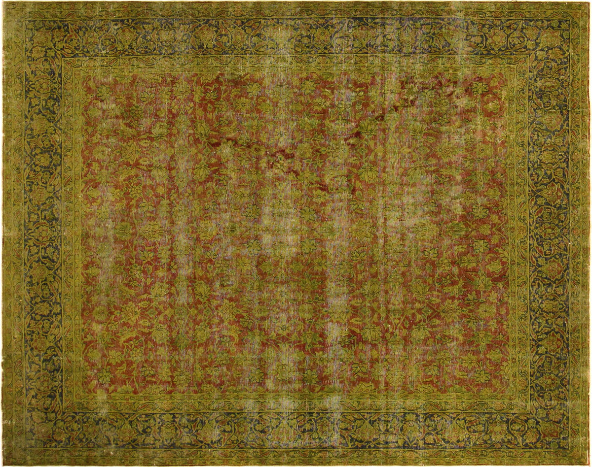 handmade Modern Vintage Rust Blue Hand Knotted RECTANGLE 100% WOOL area rug 10' x 13'