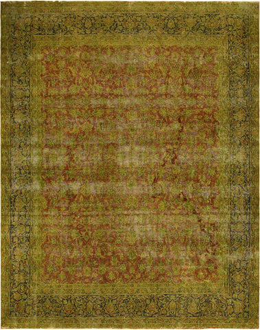 handmade Vintage Vintage Rust Blue Hand Knotted RECTANGLE 100% WOOL area rug 10x13