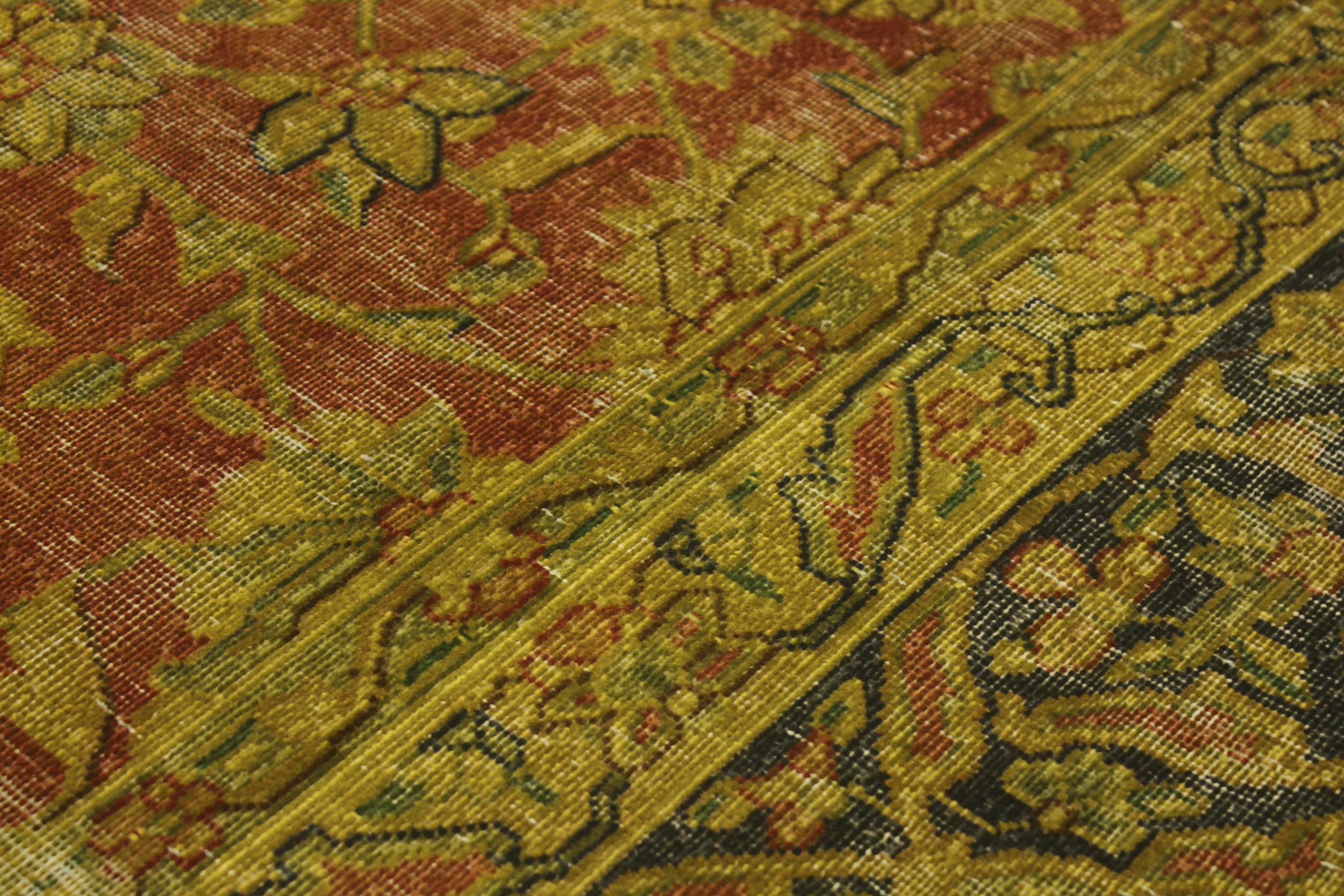 handmade Modern Vintage Rust Blue Hand Knotted RECTANGLE 100% WOOL area rug 10' x 13'