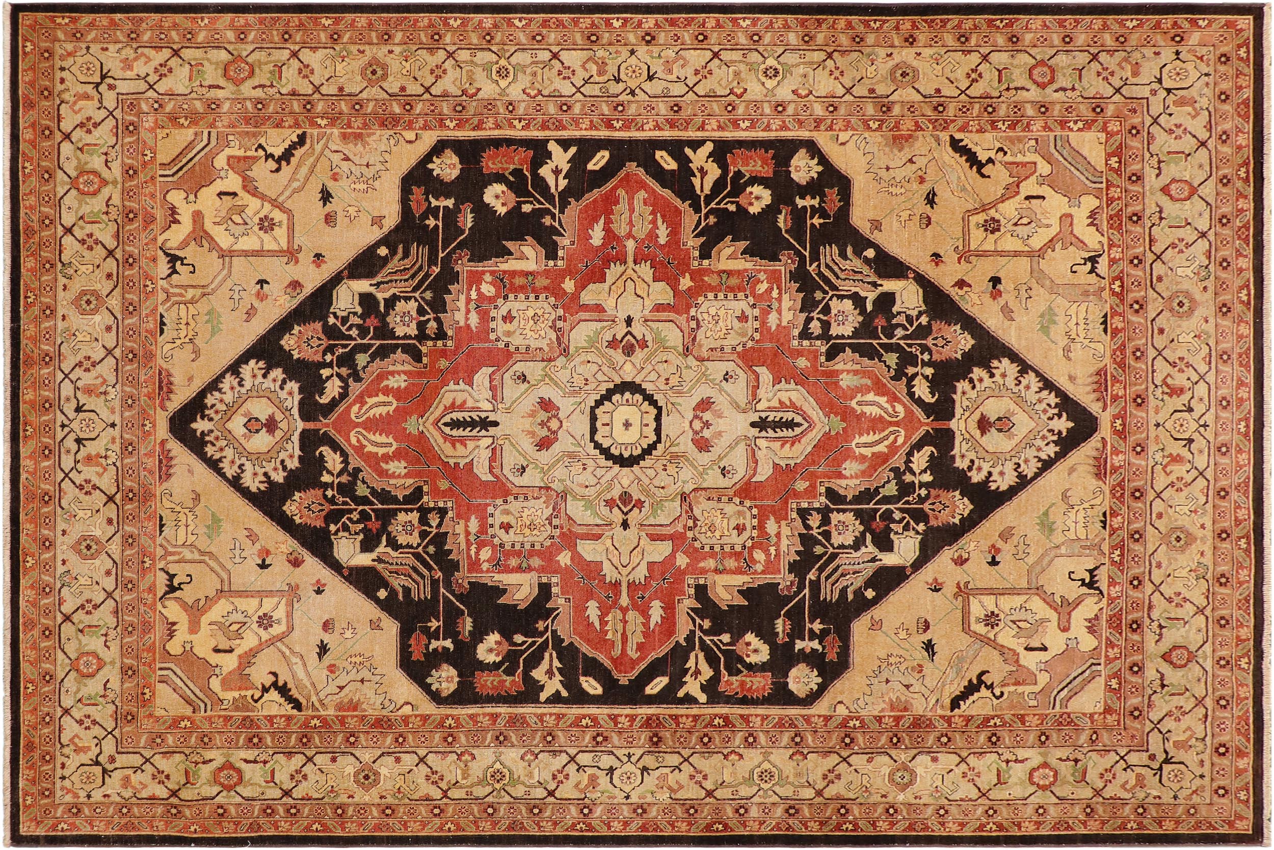 handmade Traditional Antique Brown Tan Hand Knotted RECTANGLE 100% WOOL area rug 9' x 12'