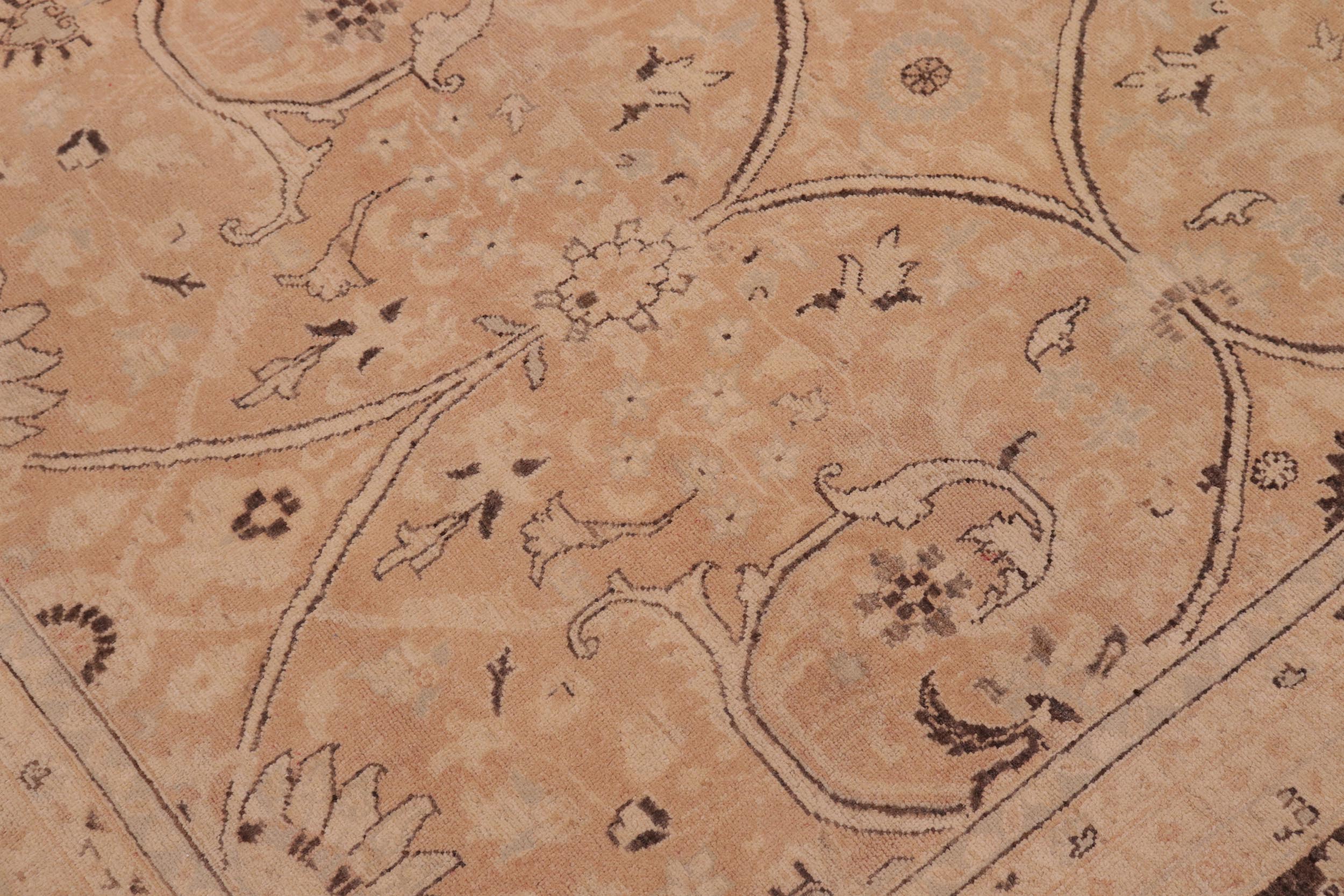 handmade Transitional Kafkaz Peach Lt. Brown Hand Knotted RECTANGLE 100% WOOL area rug 9x12