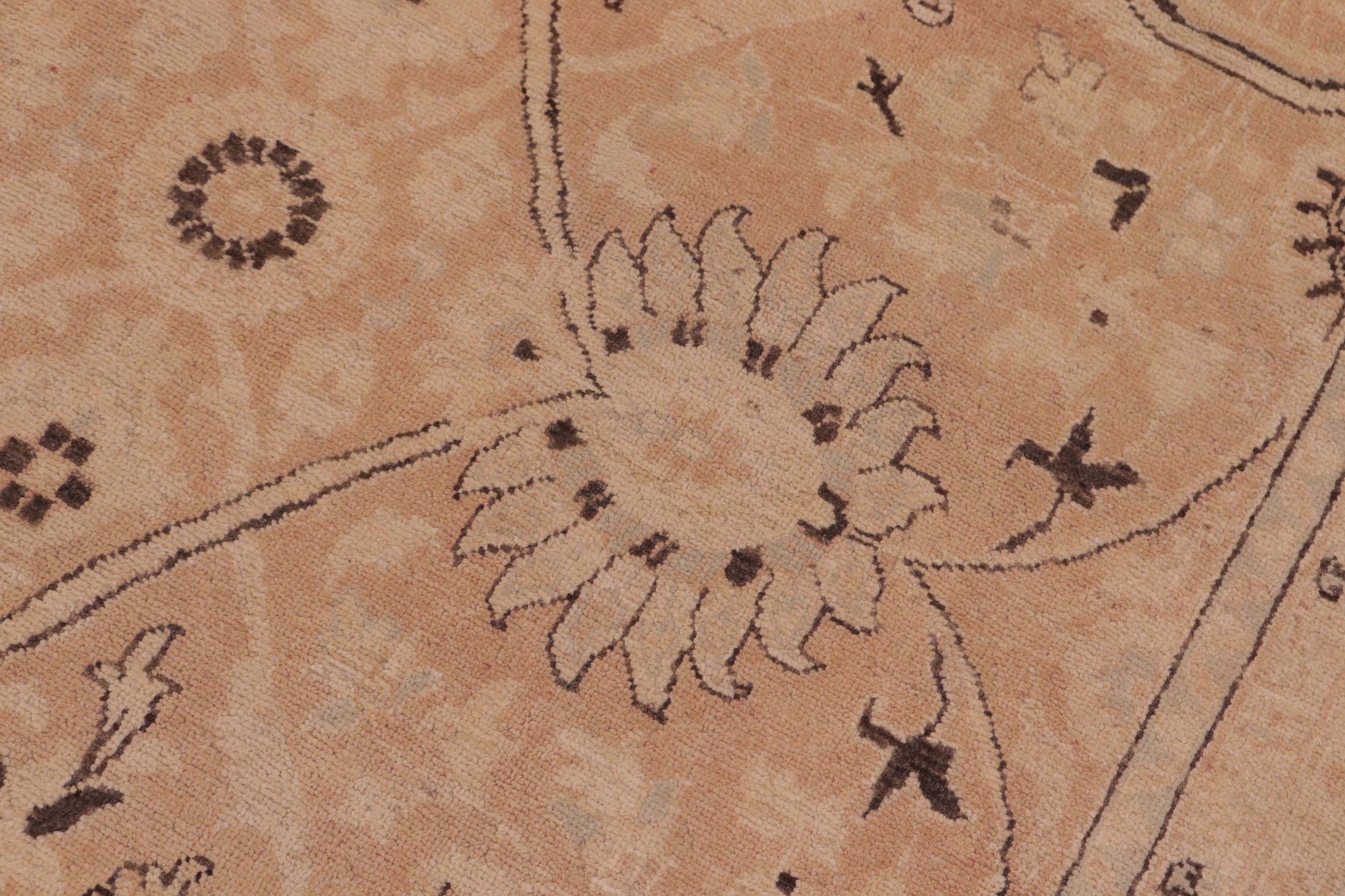 handmade Transitional Kafkaz Peach Lt. Brown Hand Knotted RECTANGLE 100% WOOL area rug 9x12