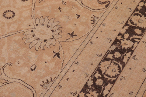 handmade Transitional Kafkaz Peach Lt. Brown Hand Knotted RECTANGLE 100% WOOL area rug 9x12