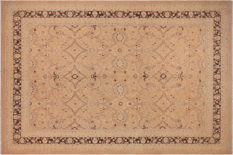 handmade Transitional Kafkaz Peach Lt. Brown Hand Knotted RECTANGLE 100% WOOL area rug 9x12