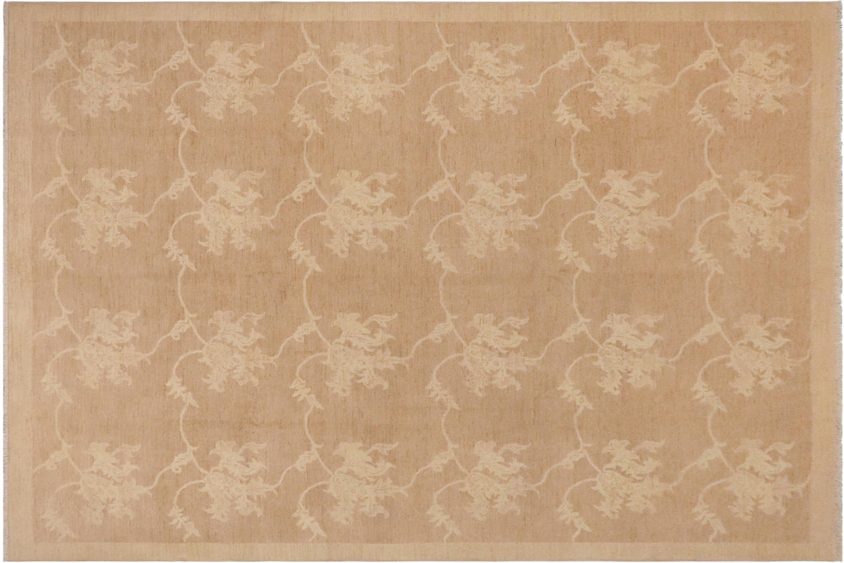 handmade Modern Kafkaz Lt. Brown Beige Hand Knotted RECTANGLE 100% WOOL area rug 9' x 11'