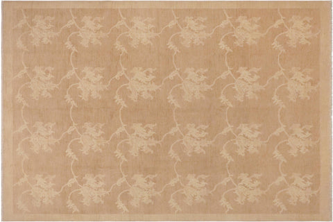 handmade Modern Kafkaz Lt. Brown Beige Hand Knotted RECTANGLE 100% WOOL area rug 9' x 11'