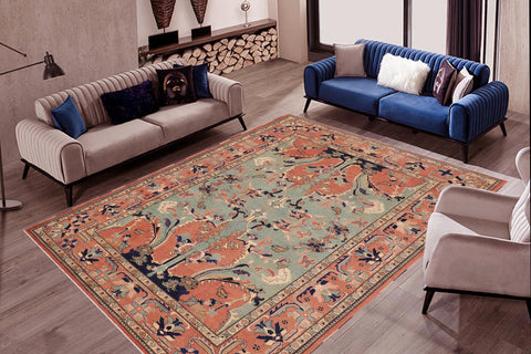 handmade Traditional Kafkaz Peach Peach Hand Knotted RECTANGLE 100% WOOL area rug 9x12