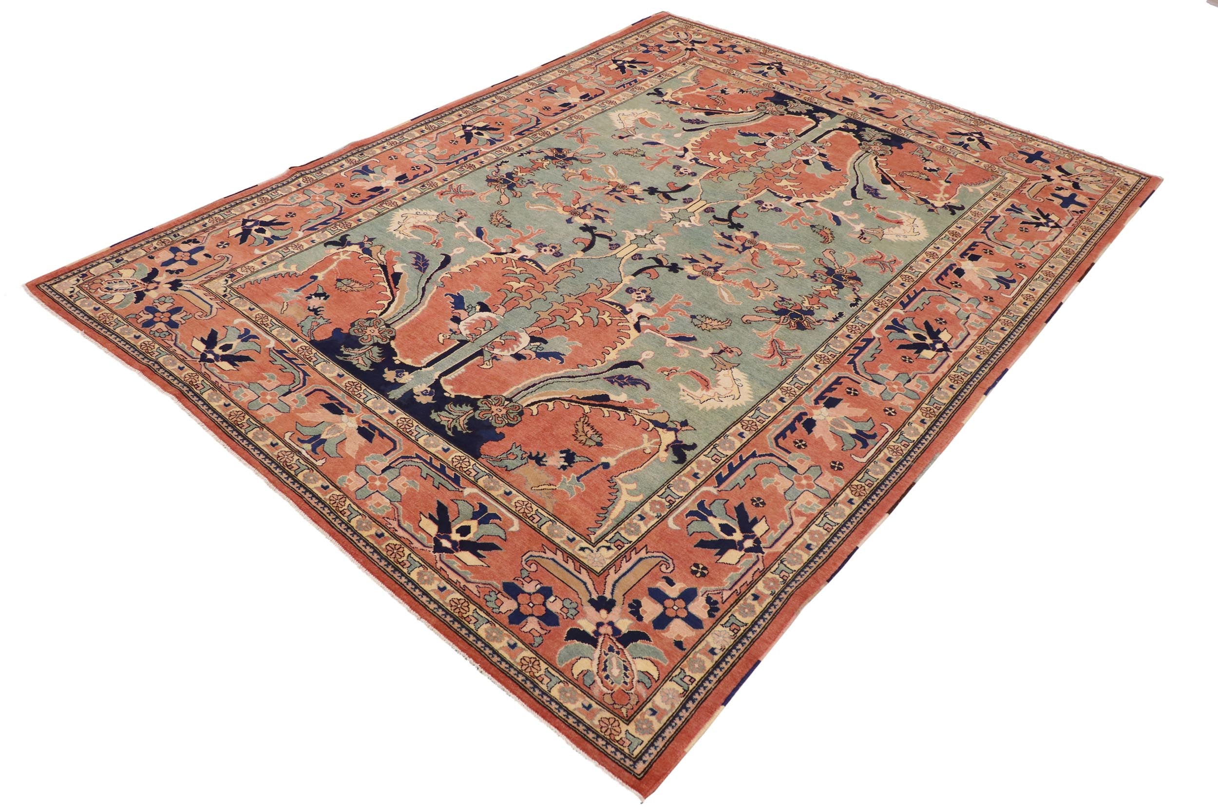 handmade Traditional Kafkaz Peach Peach Hand Knotted RECTANGLE 100% WOOL area rug 9x12