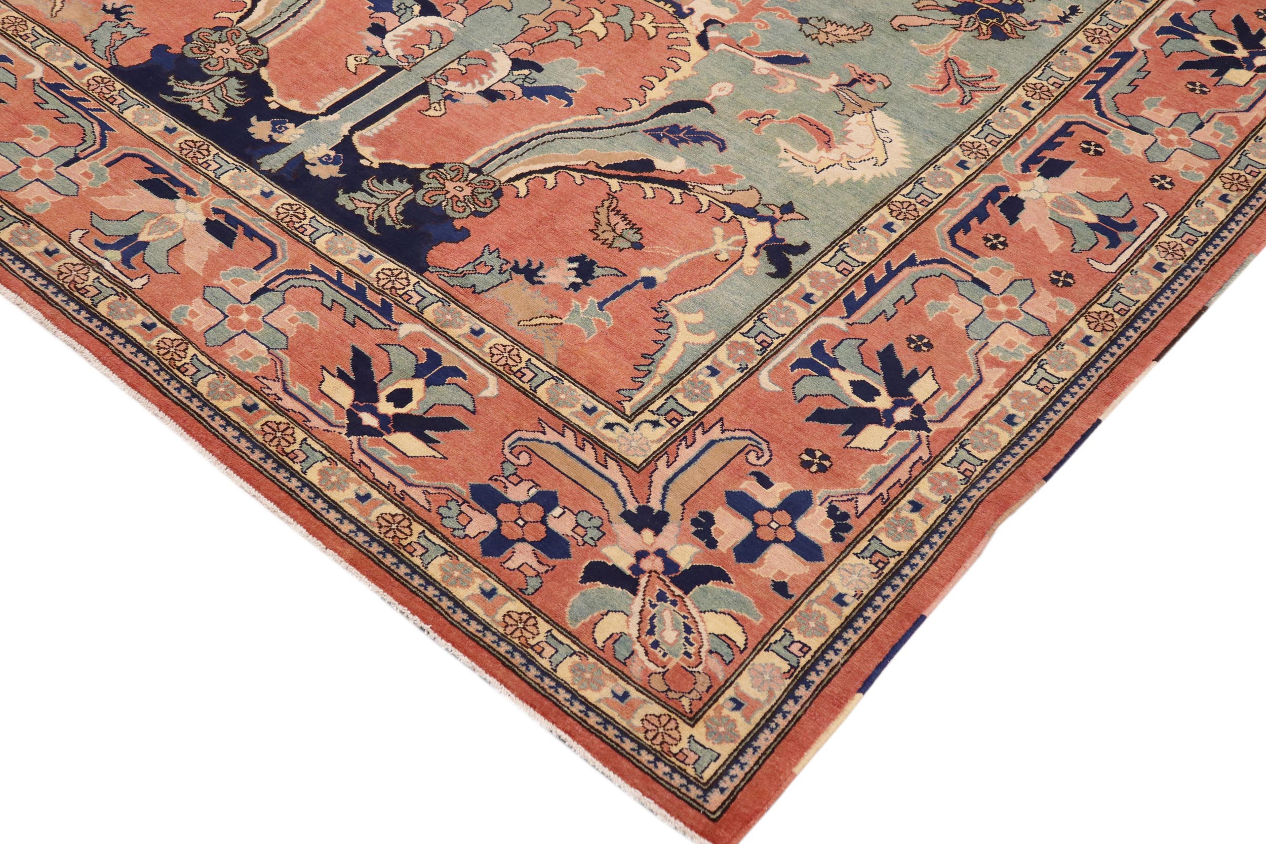 handmade Traditional Kafkaz Peach Peach Hand Knotted RECTANGLE 100% WOOL area rug 9x12