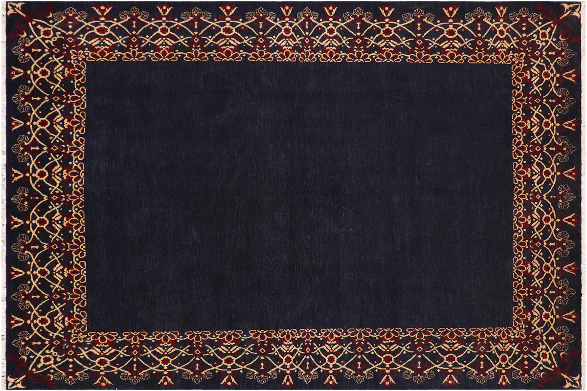 handmade Modern Kafkaz Blue Red Hand Knotted RECTANGLE 100% WOOL area rug 9' x 12'