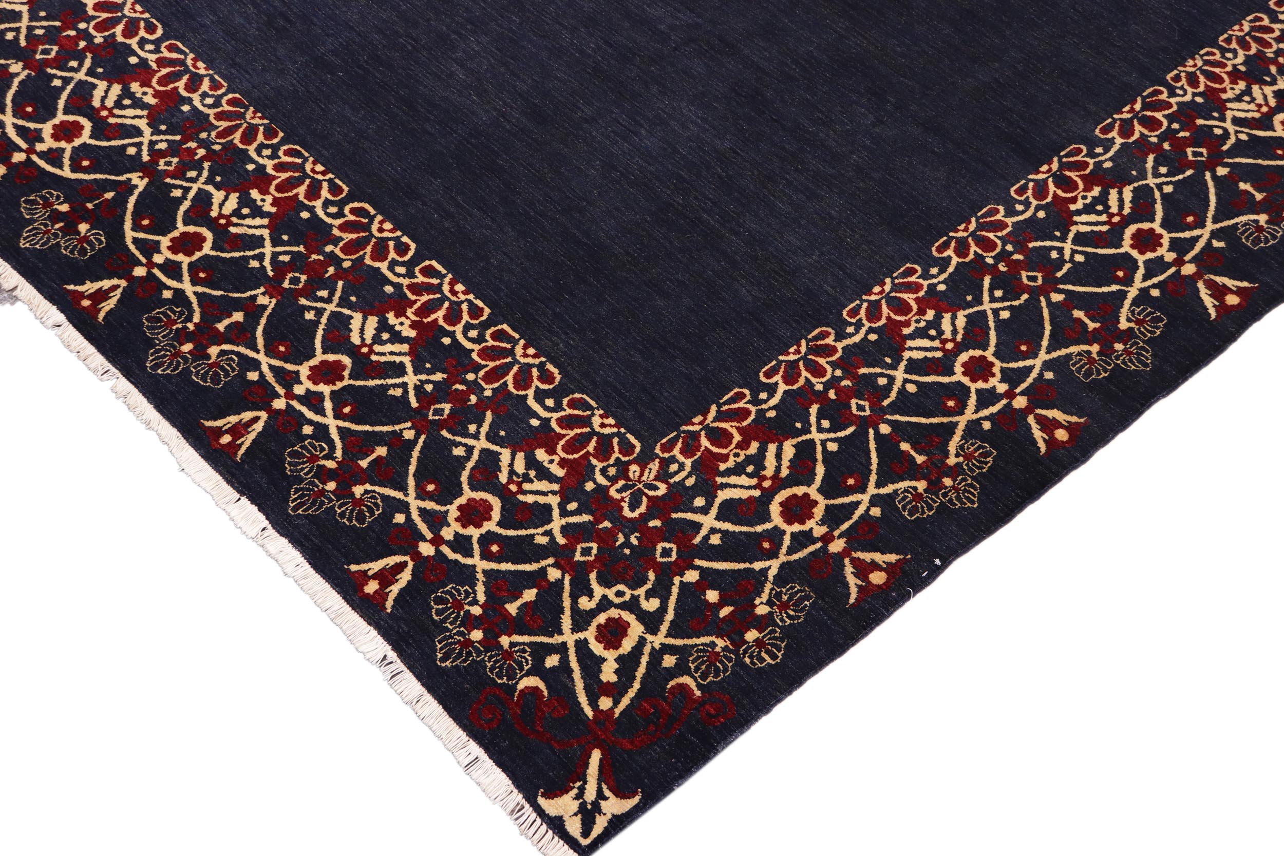handmade Modern Kafkaz Blue Red Hand Knotted RECTANGLE 100% WOOL area rug 9' x 12'