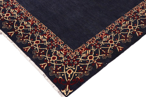 handmade Modern Kafkaz Blue Red Hand Knotted RECTANGLE 100% WOOL area rug 9' x 12'