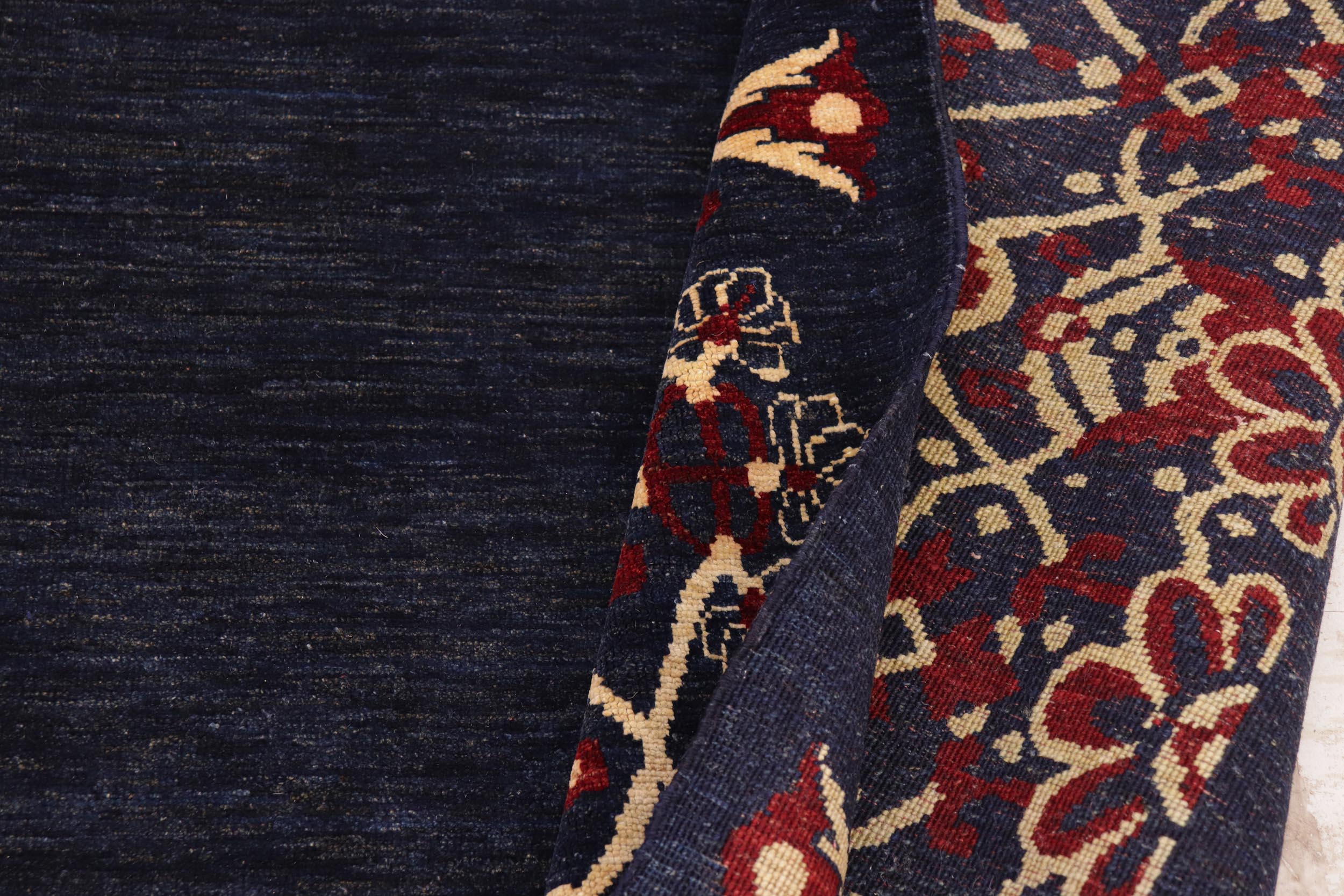 handmade Modern Kafkaz Blue Red Hand Knotted RECTANGLE 100% WOOL area rug 9' x 12'