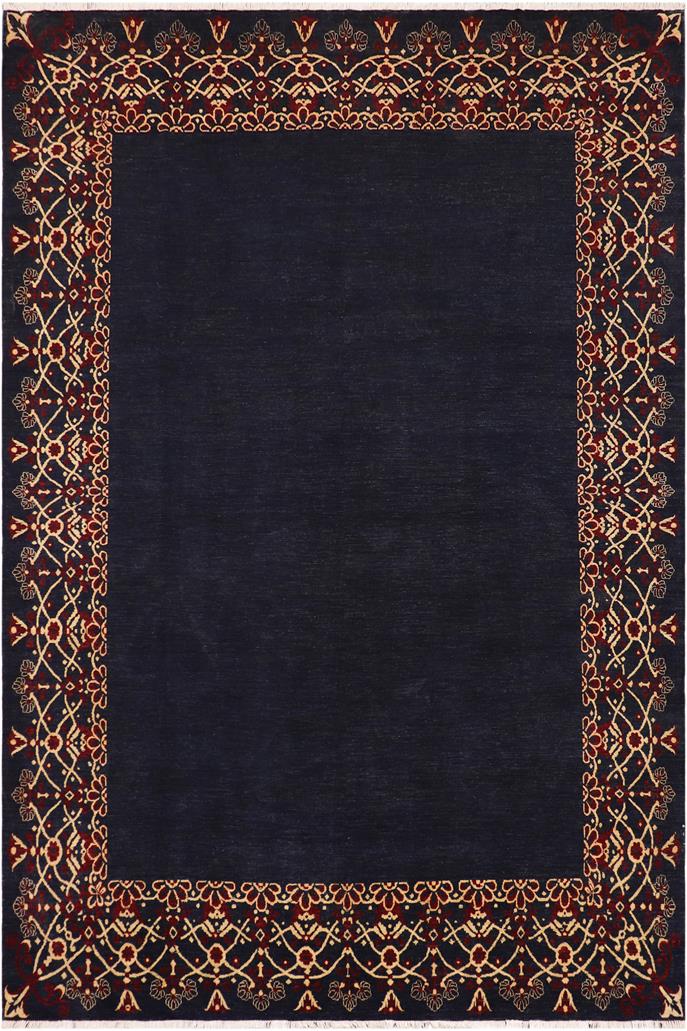 handmade Modern Kafkaz Blue Red Hand Knotted RECTANGLE 100% WOOL area rug 9X12