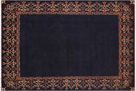 handmade Modern Kafkaz Blue Red Hand Knotted RECTANGLE 100% WOOL area rug 9' x 12'