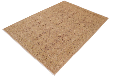 handmade Transitional Kafkaz Tan Lt. Green Hand Knotted RECTANGLE 100% WOOL area rug 9' x 12'