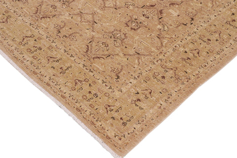 handmade Transitional Kafkaz Tan Lt. Green Hand Knotted RECTANGLE 100% WOOL area rug 9' x 12'