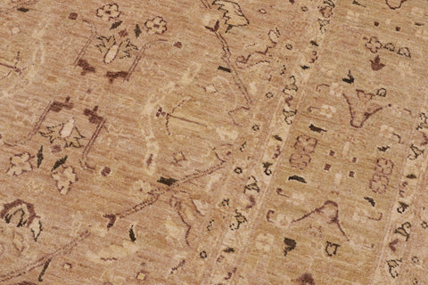 handmade Transitional Kafkaz Tan Lt. Green Hand Knotted RECTANGLE 100% WOOL area rug 9' x 12'
