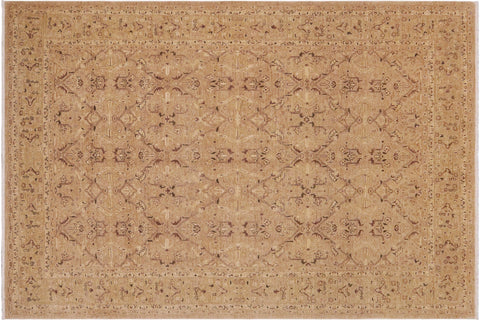 handmade Transitional Kafkaz Tan Lt. Green Hand Knotted RECTANGLE 100% WOOL area rug 9' x 12'
