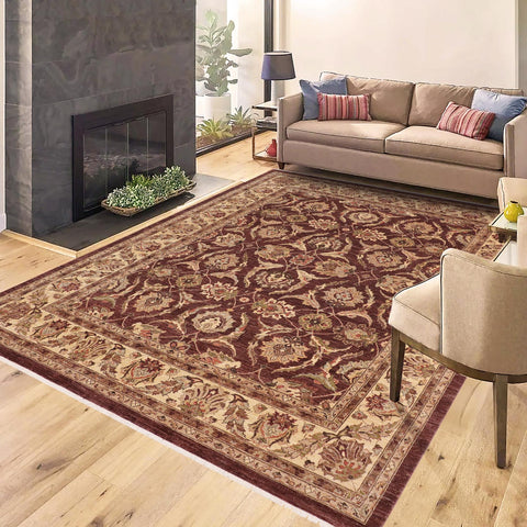 handmade Traditional Kafkaz Brown Beige Hand Knotted RECTANGLE 100% WOOL area rug 9x12