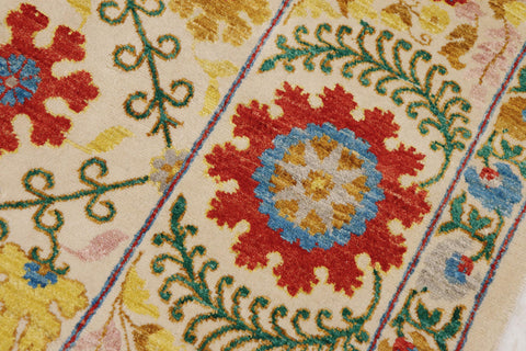 handmade Geometric Kafkaz Beige Blue Hand Knotted RECTANGLE 100% WOOL area rug 10' x 12'