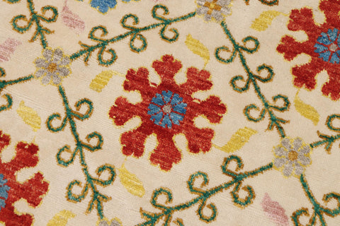 handmade Geometric Kafkaz Beige Blue Hand Knotted RECTANGLE 100% WOOL area rug 10' x 12'
