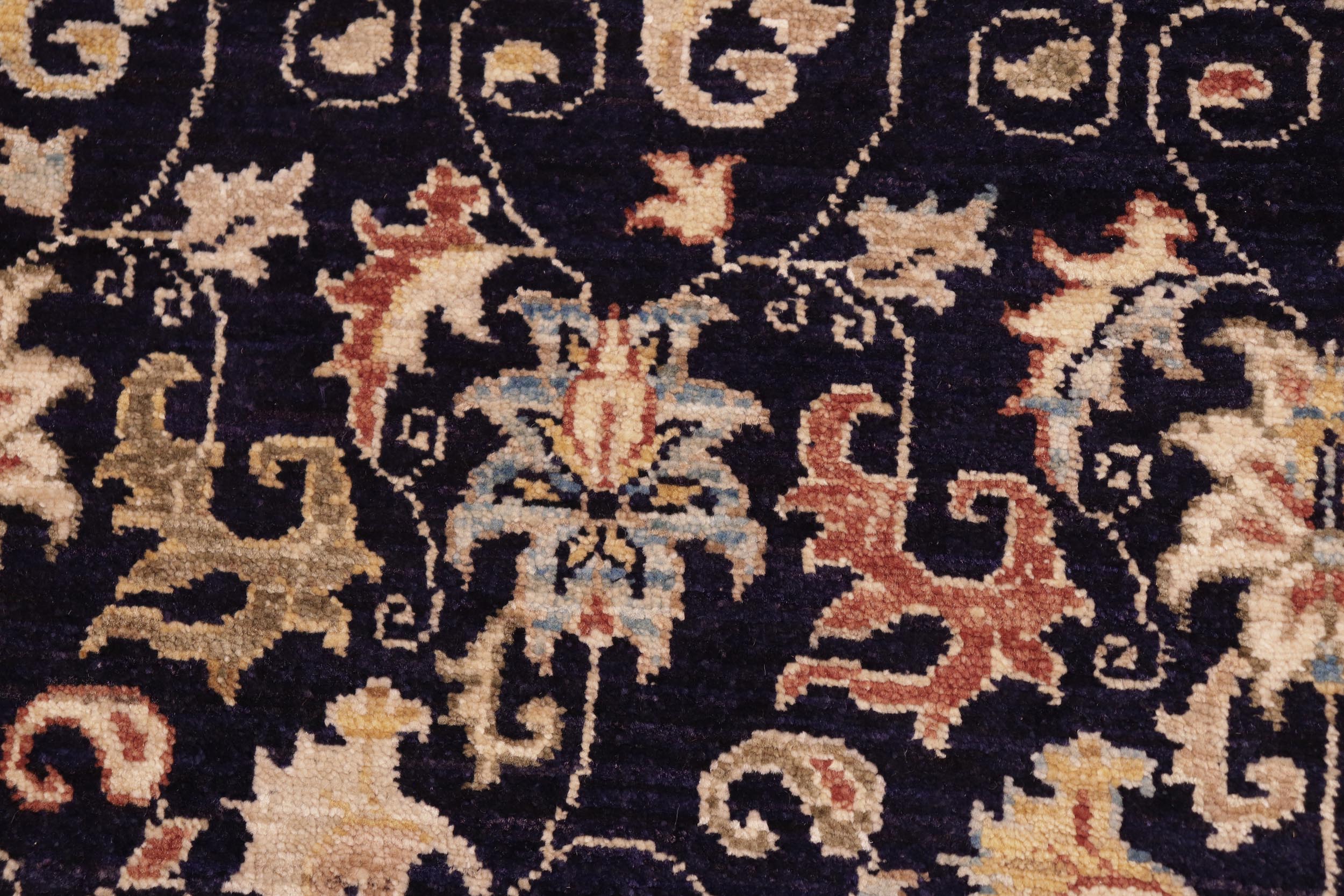 handmade Transitional Kafkaz Blue Beige Hand Knotted RECTANGLE 100% WOOL area rug 6' x 9'