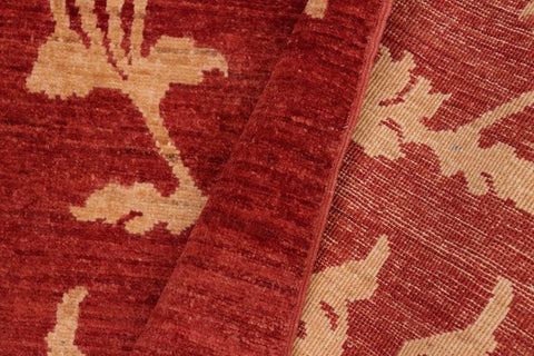 handmade Transitional Kafkaz Red Gold Hand Knotted RECTANGLE 100% WOOL area rug 5X8