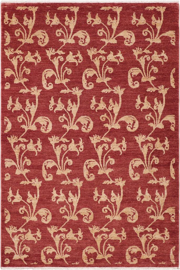 handmade Transitional Kafkaz Red Gold Hand Knotted RECTANGLE 100% WOOL area rug 5X8