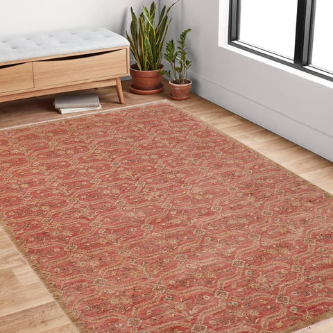 handmade Transitional Kafkaz Pink Green Hand Knotted RECTANGLE 100% WOOL area rug 6X9