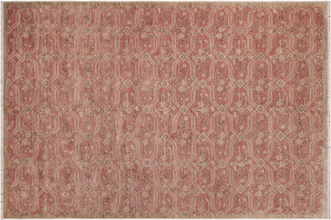 handmade Modern Kafkaz Pink Green Hand Knotted RECTANGLE 100% WOOL area rug 6' x 9'
