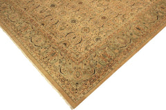 Antique Shea Tan/Green Wool Rug - 10'2''X14'3''